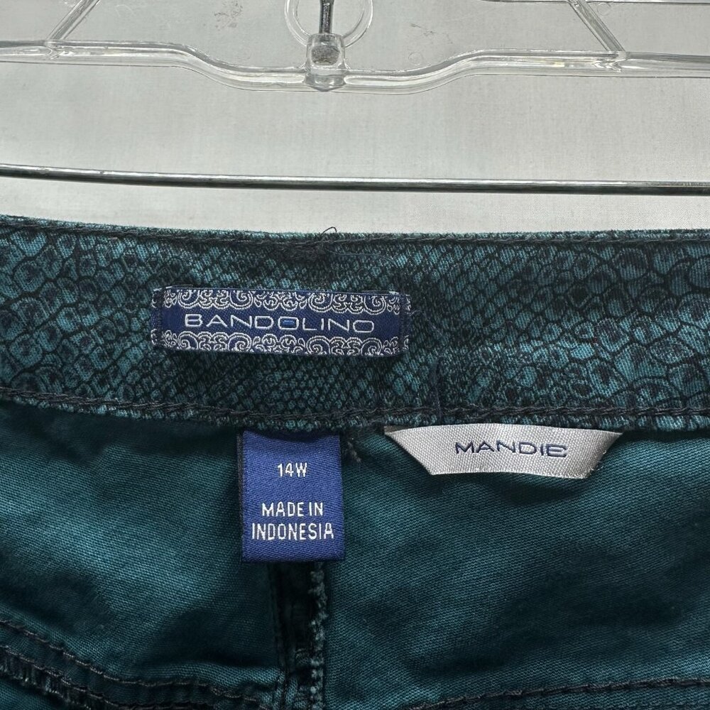Bandolino Mandie Pants Women Sz 14W High Rise Straight Snake Print Stretchy Teal - Picture 10 of 11